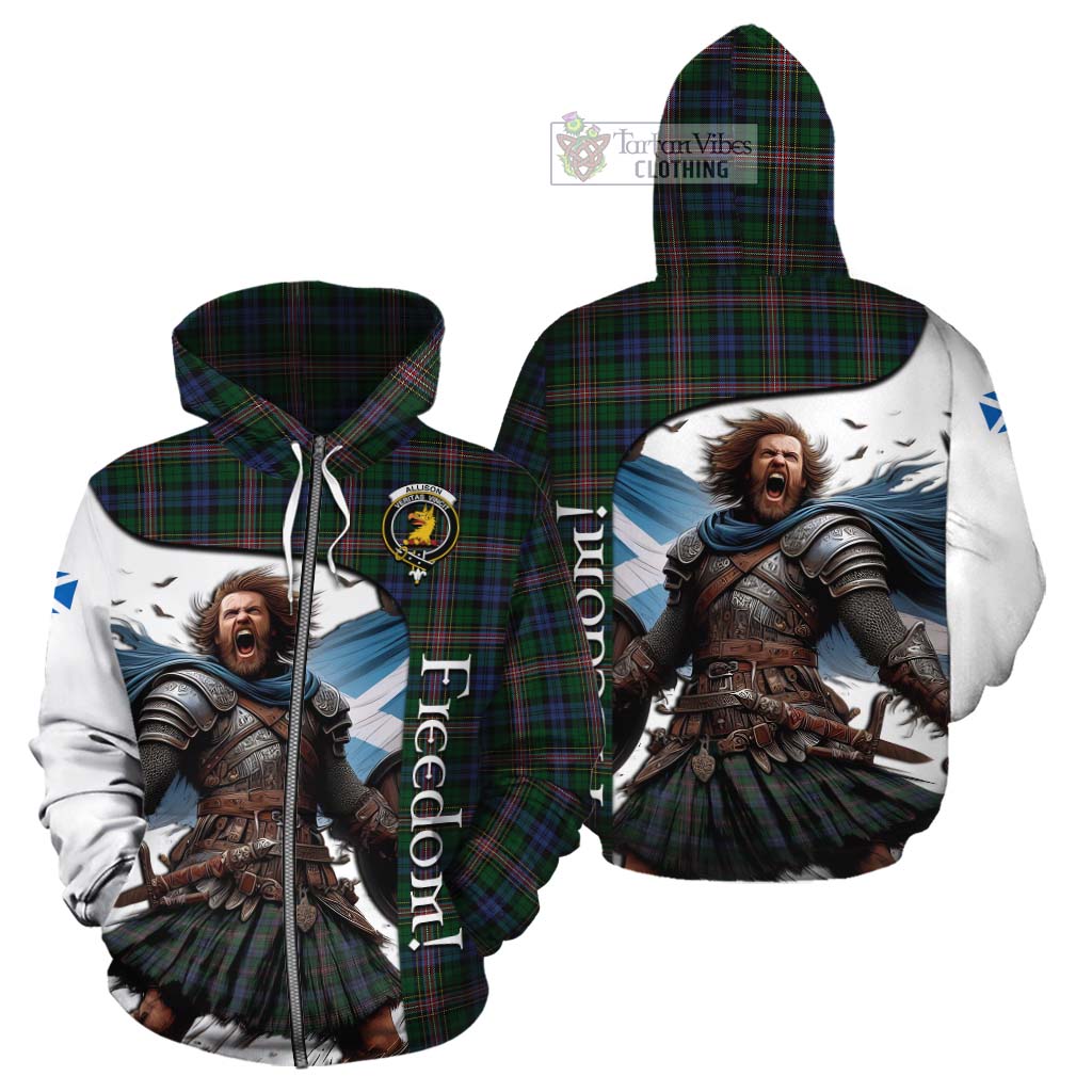 Tartan Vibes Clothing Allison Crest Tartan Cotton Hoodie Inspired by the Freedom of Scottish Warrior