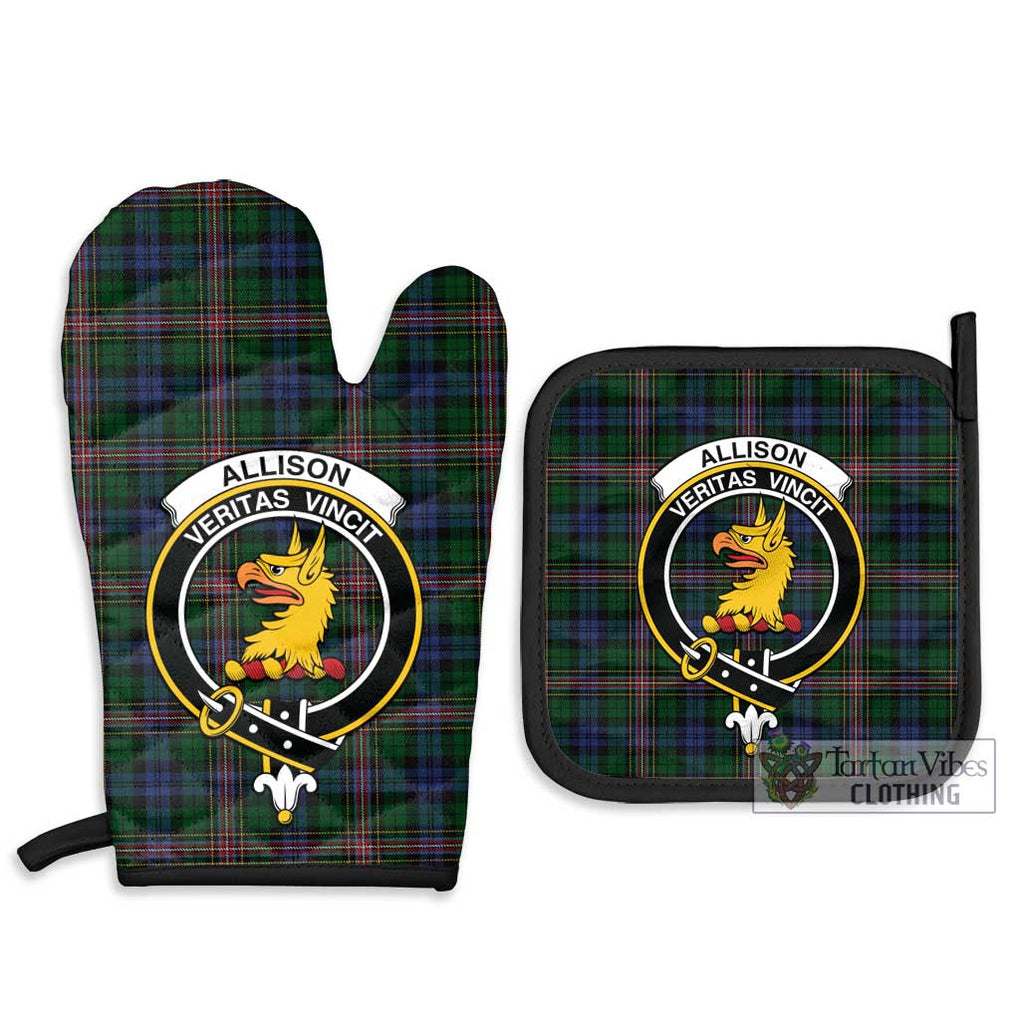 Allison Tartan Combo Oven Mitt & Pot-Holder with Family Crest Combo 1 Oven Mitt & 2 Pot-Holder Black - Tartan Vibes Clothing