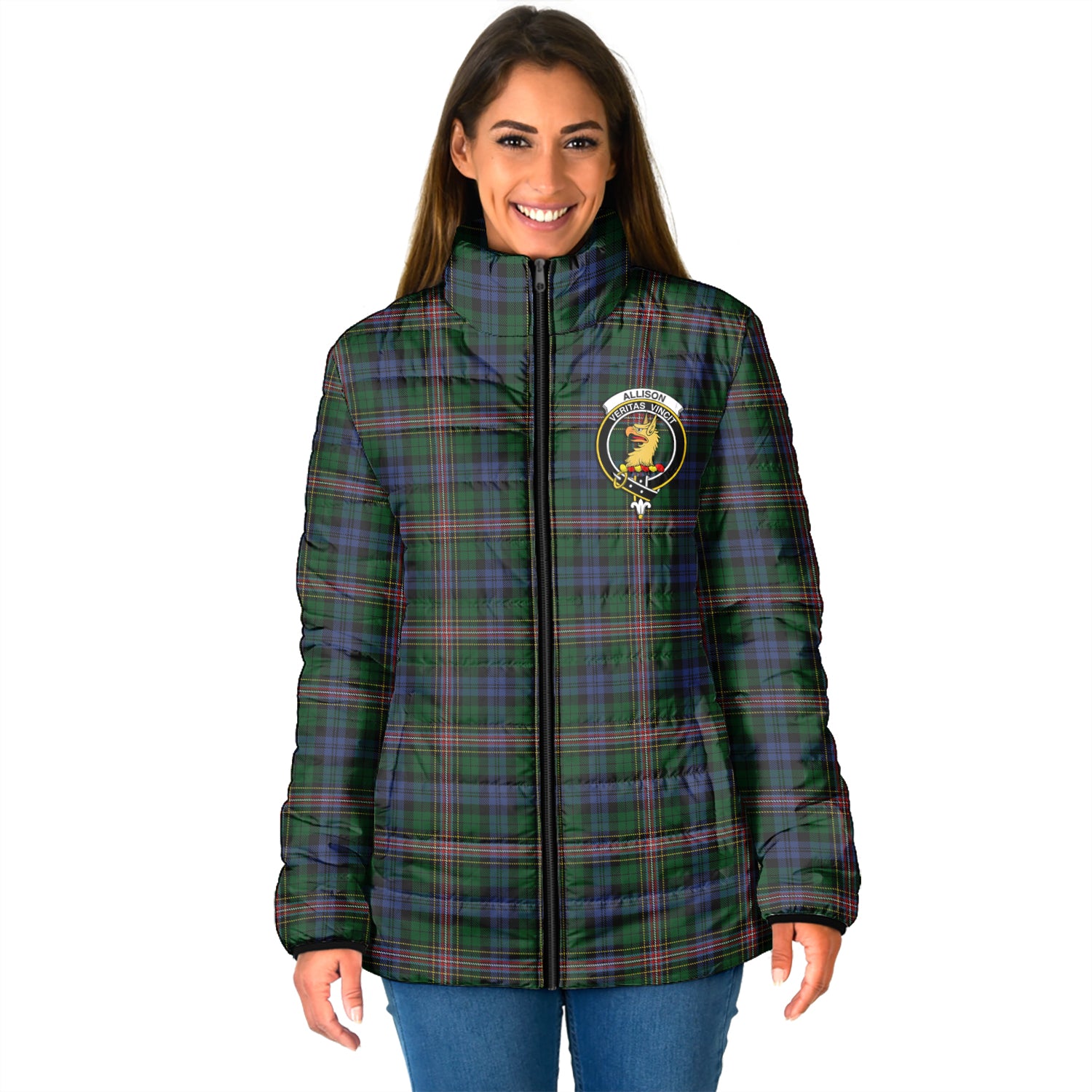 Allison Tartan Padded Jacket with Family Crest - Tartan Vibes Clothing