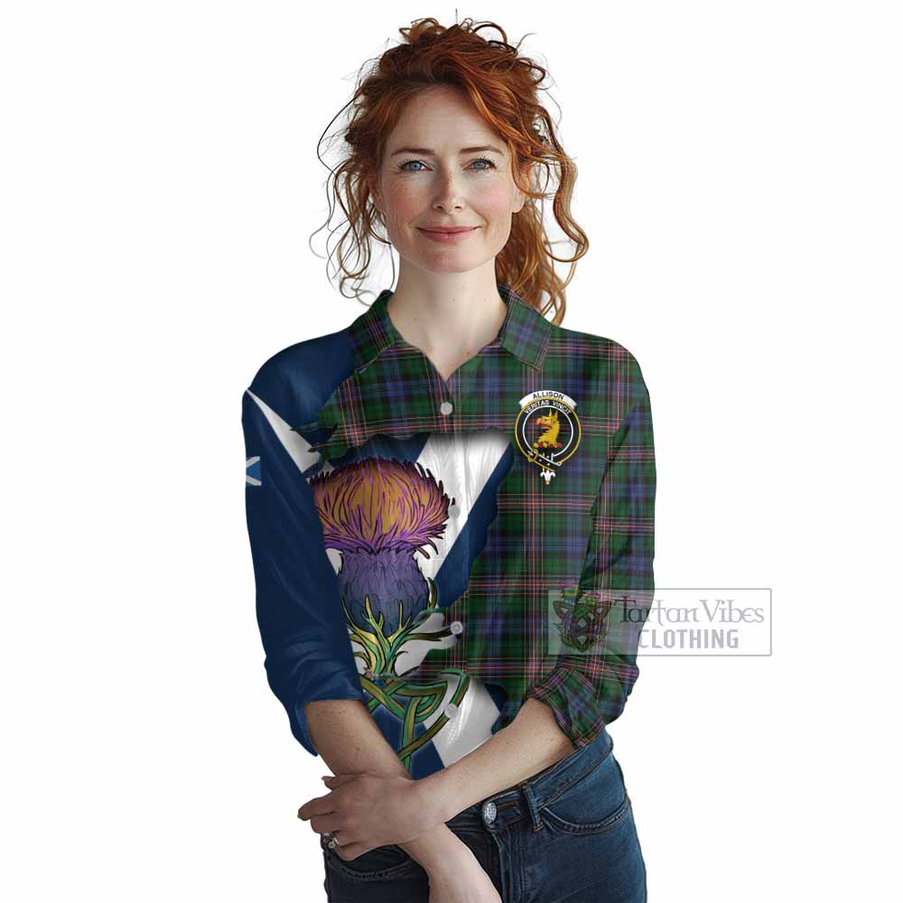 Tartan Vibes Clothing Allison Tartan Family Crest Women's Casual Shirt Scottish Thistle Celtic Inspired