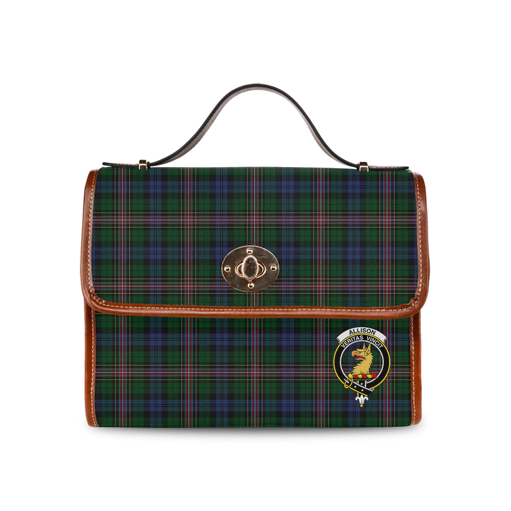 Allison Tartan Leather Strap Waterproof Canvas Bag with Family Crest - Tartanvibesclothing