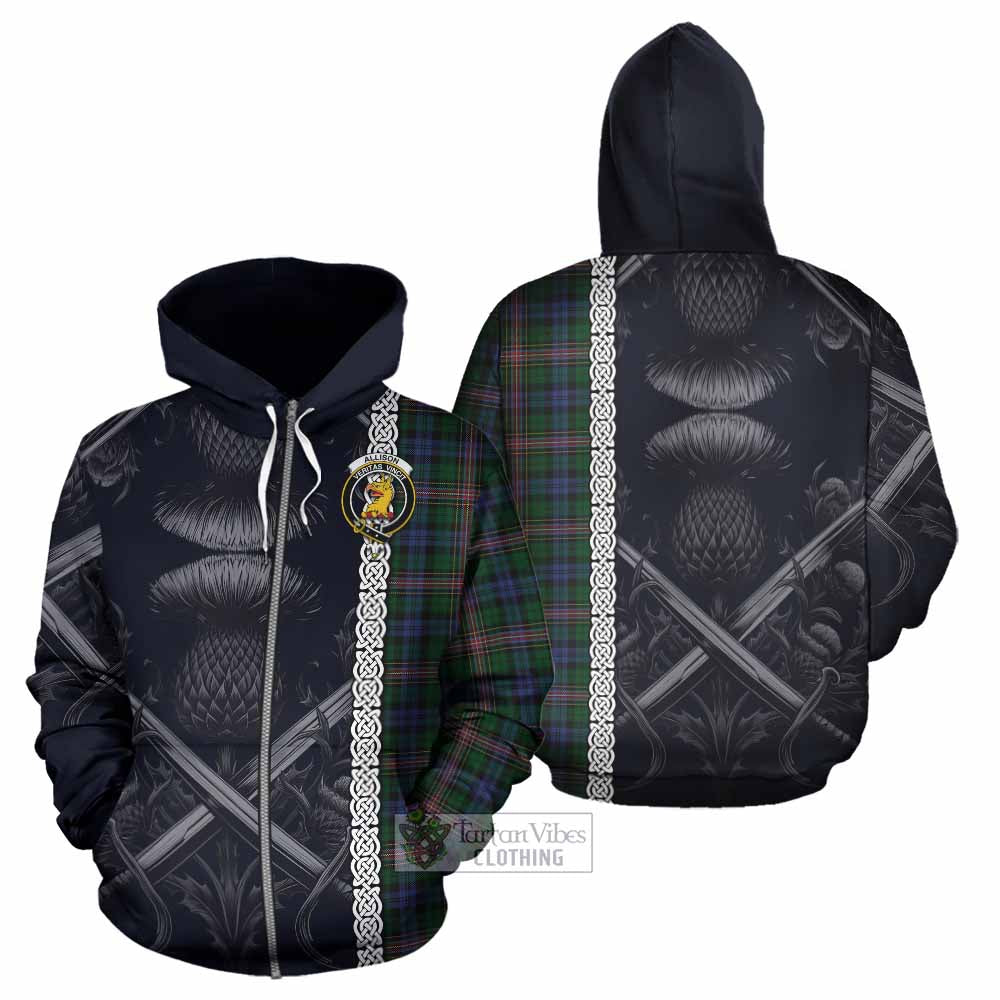 Tartan Vibes Clothing Allison Tartan Hoodie with Family Crest Cross Sword Thistle Celtic Vibes
