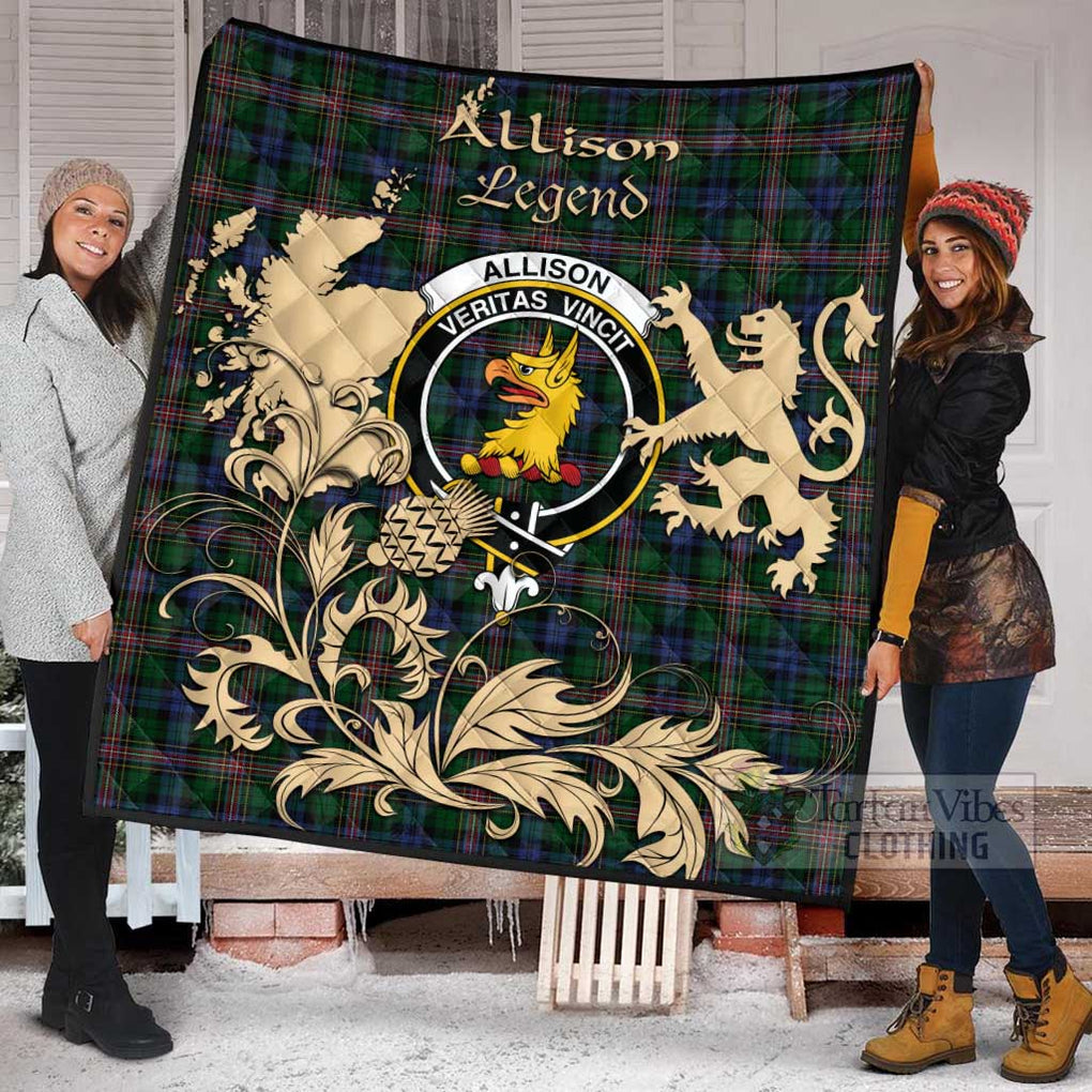 Allison Tartan Quilt with Family Crest and Scottish Symbol Style - Tartan Vibes Clothing