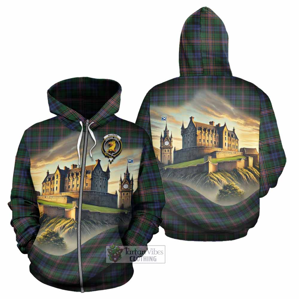 Tartan Vibes Clothing Allison Tartan Family Crest Hoodie with Scottish Ancient Castle Style