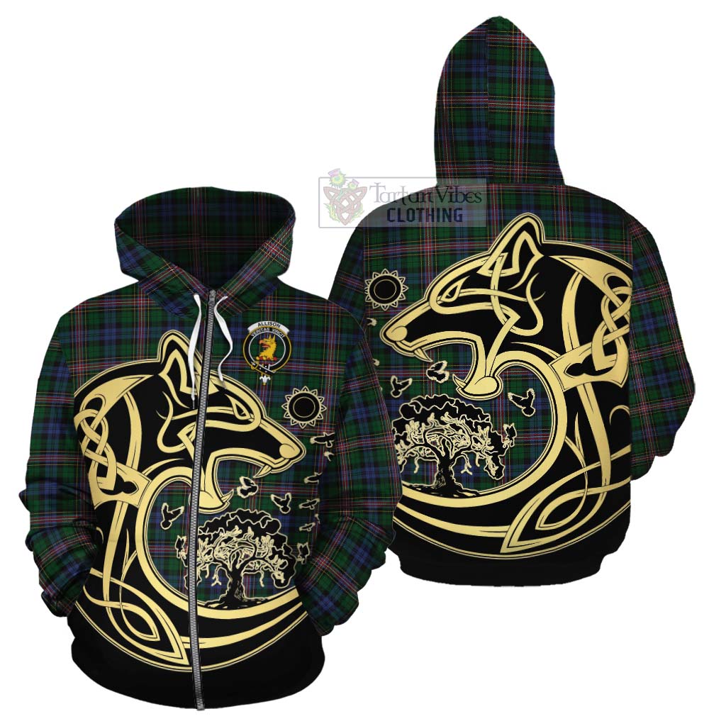 Tartan Vibes Clothing Allison Tartan Cotton Hoodie with Family Crest Celtic Wolf Style
