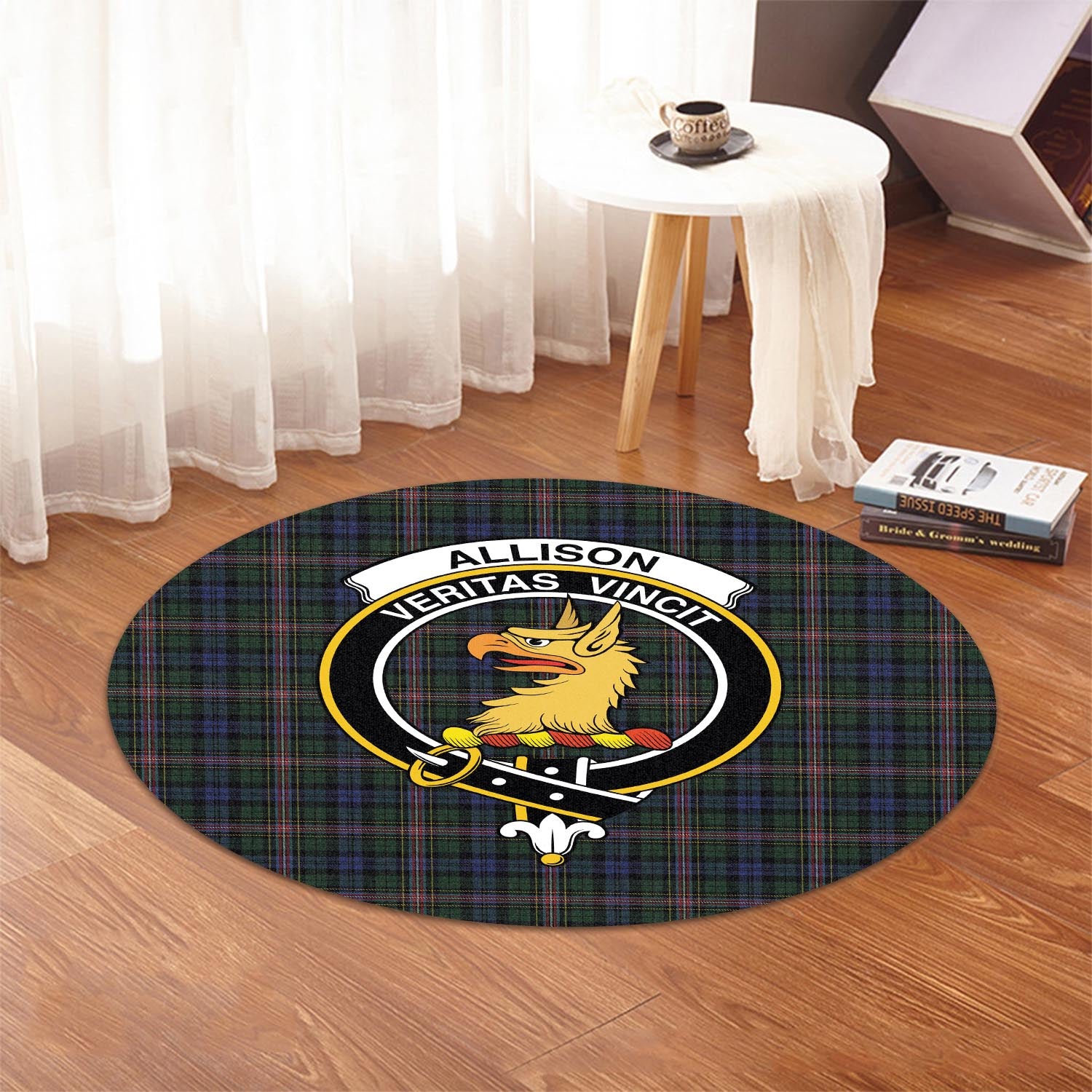 Allison Tartan Round Rug with Family Crest - Tartanvibesclothing