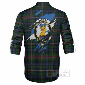 Allison Clan Crest In Me Tartan Ghillie Shirt Scotland Flag Style