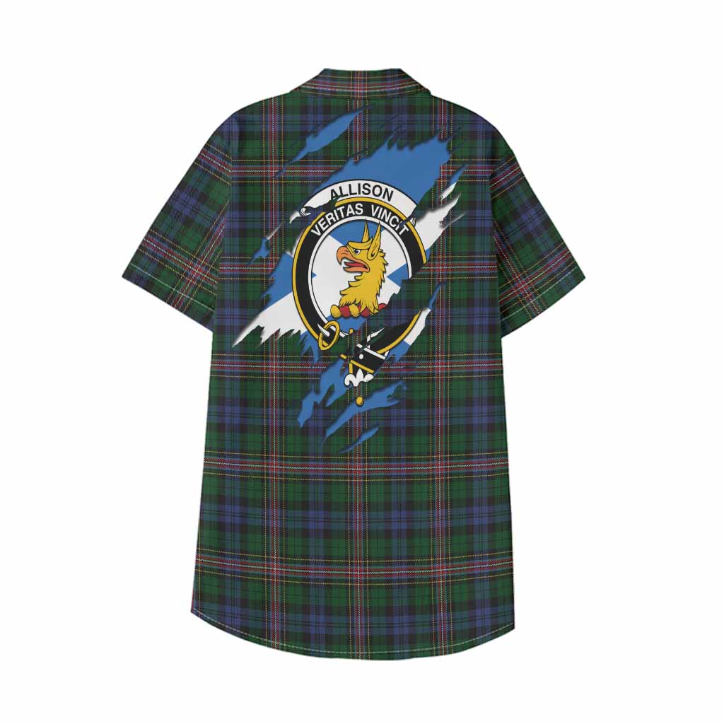 Allison Clan Crest In Me Tartan Kid Hawaiian Shirt Scotland Flag Style