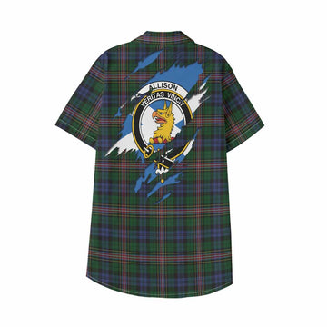 Allison Clan Crest In Me Tartan Kid Hawaiian Shirt Scotland Flag Style