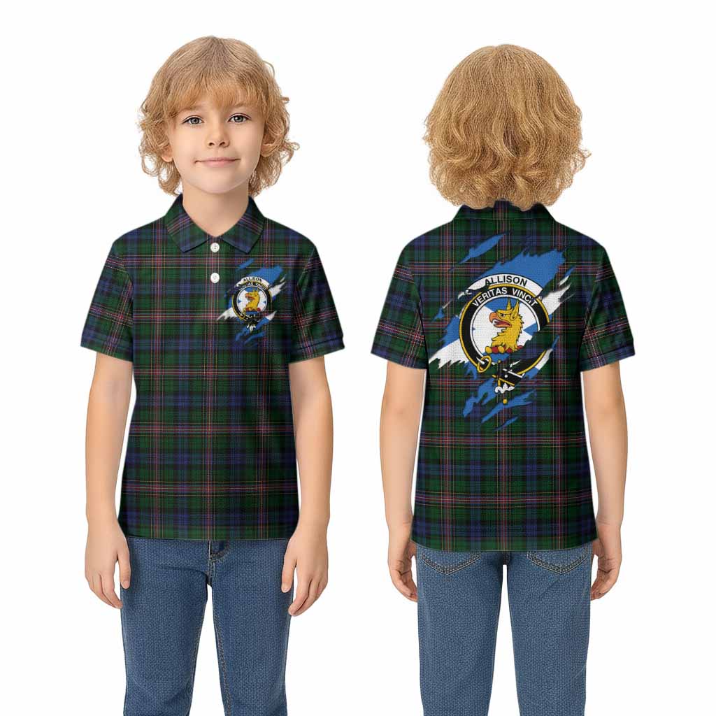 Allison Clan Crest In Me Tartan Kid Polo Shirt Scotland Flag Style