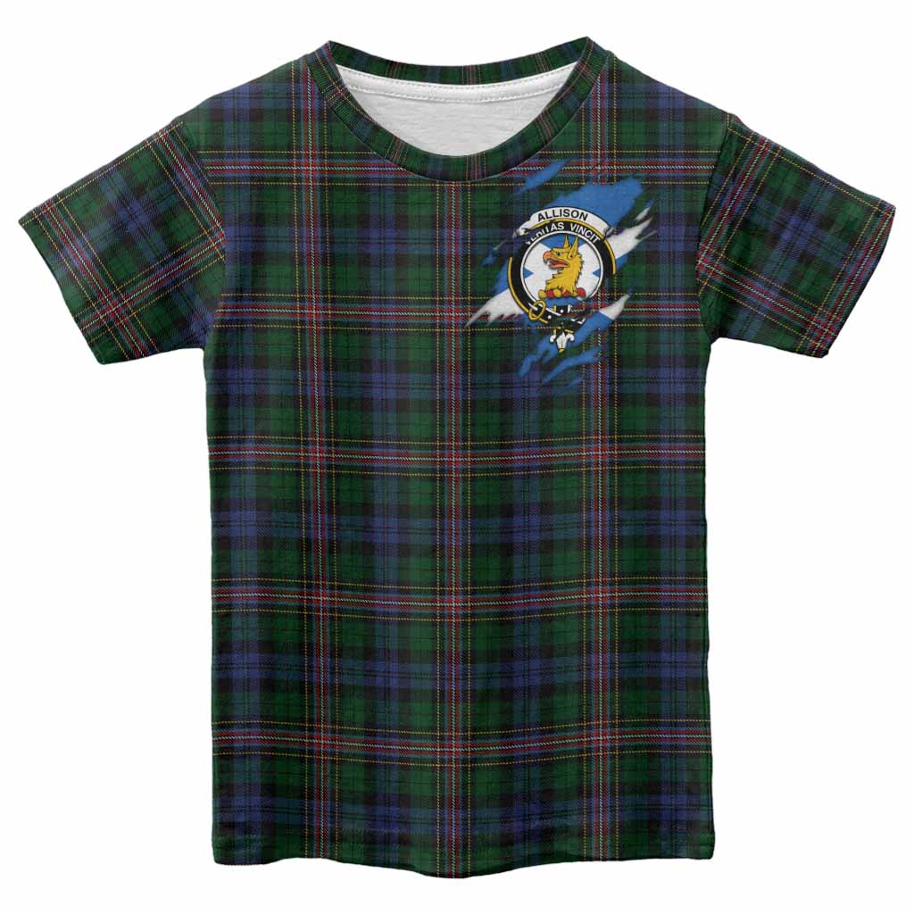 Allison Clan Crest In Me Tartan Kid T-shirt Scotland Flag Style