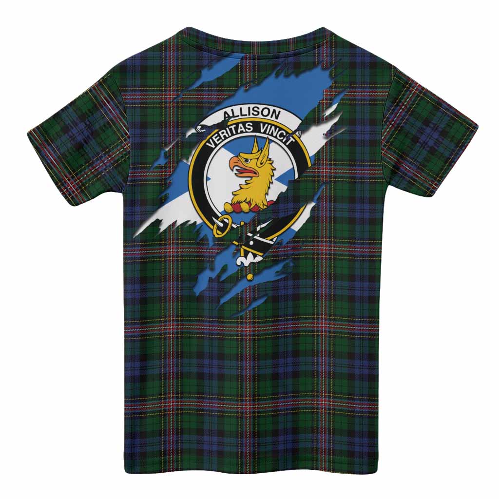 Allison Clan Crest In Me Tartan Kid T-shirt Scotland Flag Style