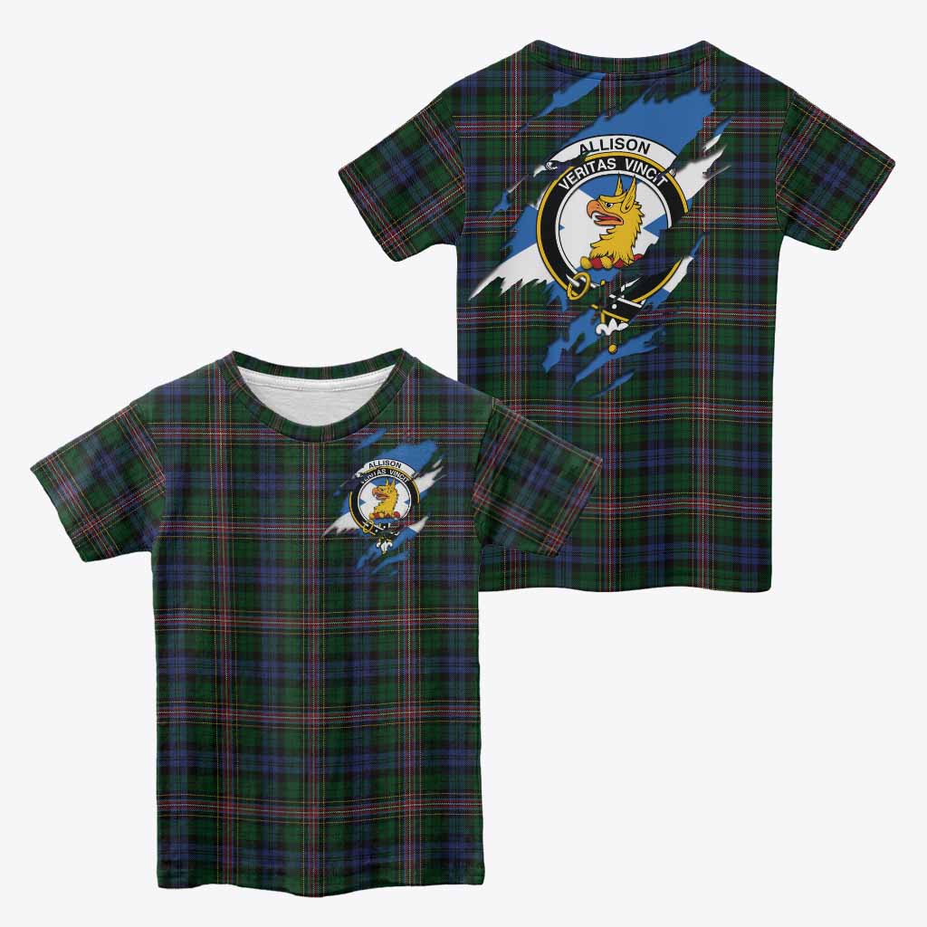 Allison Clan Crest In Me Tartan Kid T-shirt Scotland Flag Style
