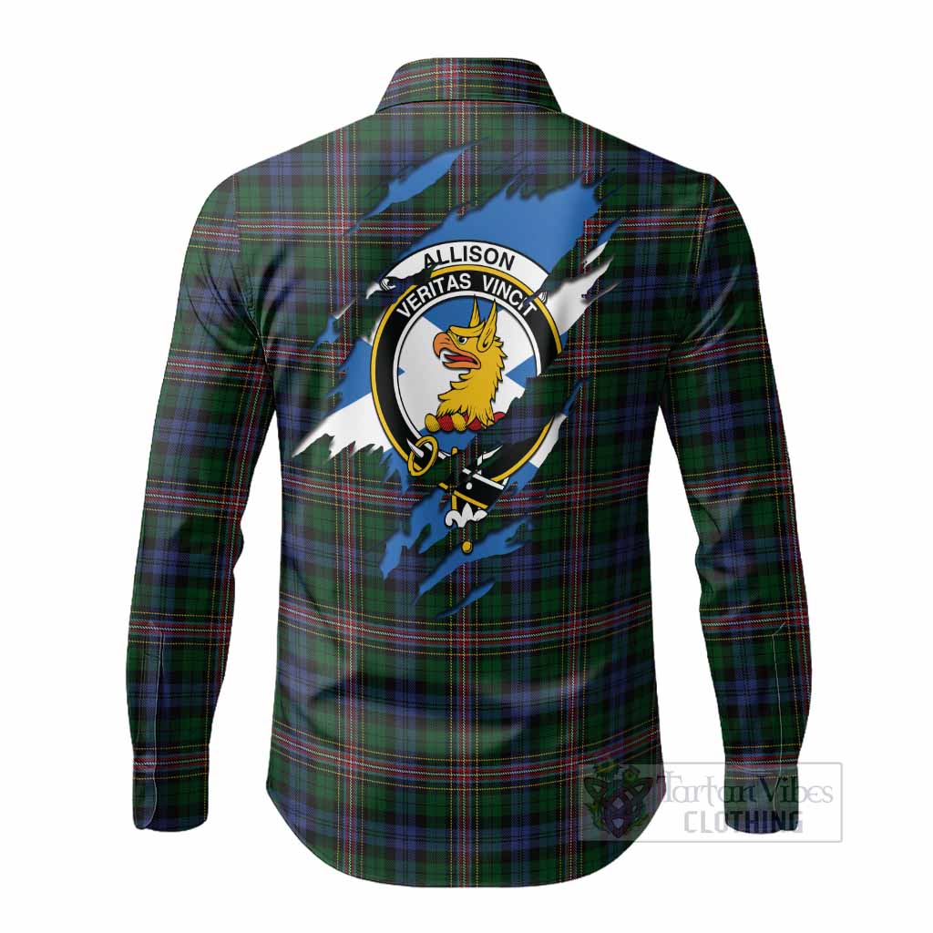 Allison Clan Crest In Me Tartan Long Sleeve Button Shirts Scotland Flag Style