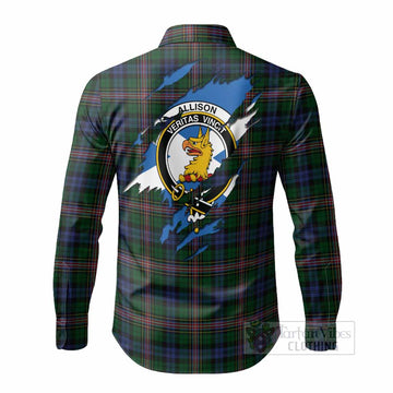 Allison Clan Crest In Me Tartan Long Sleeve Button Shirts Scotland Flag Style