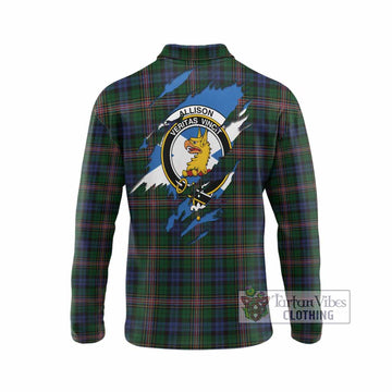 Allison Clan Crest In Me Tartan Long Sleeve Polo Shirt Scotland Flag Style