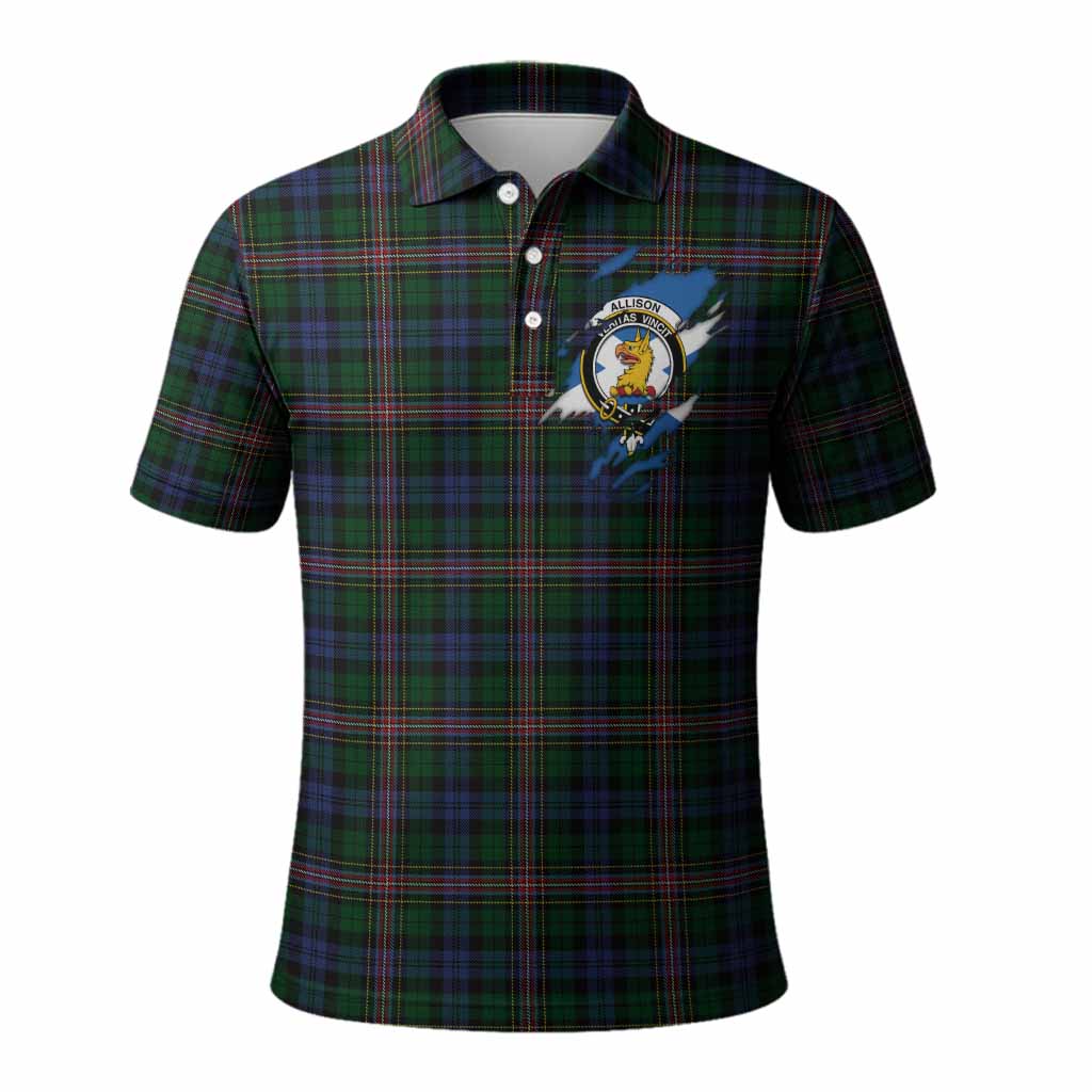 Allison Clan Crest In Me Tartan Polo Shirt Scotland Flag Style