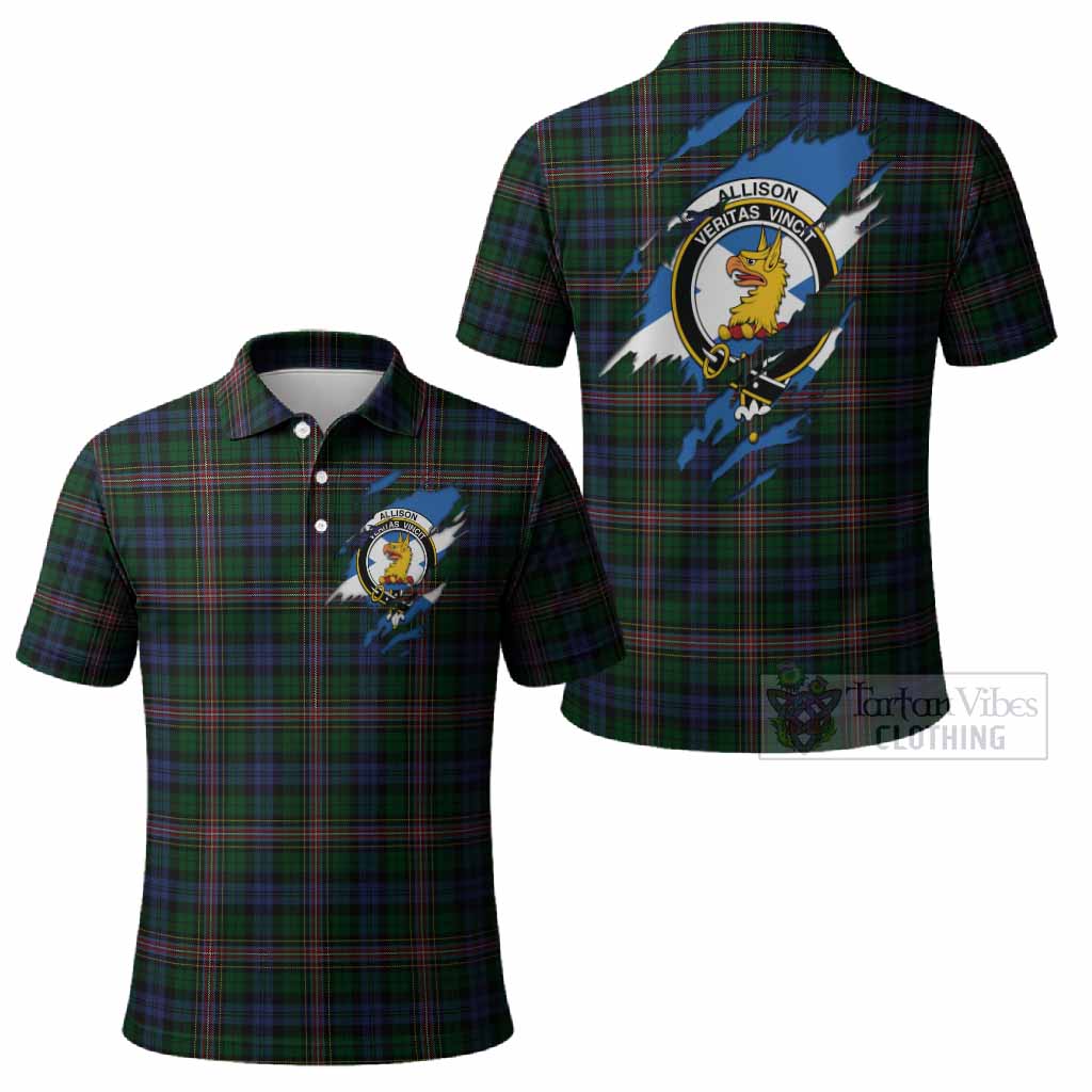 Allison Clan Crest In Me Tartan Polo Shirt Scotland Flag Style