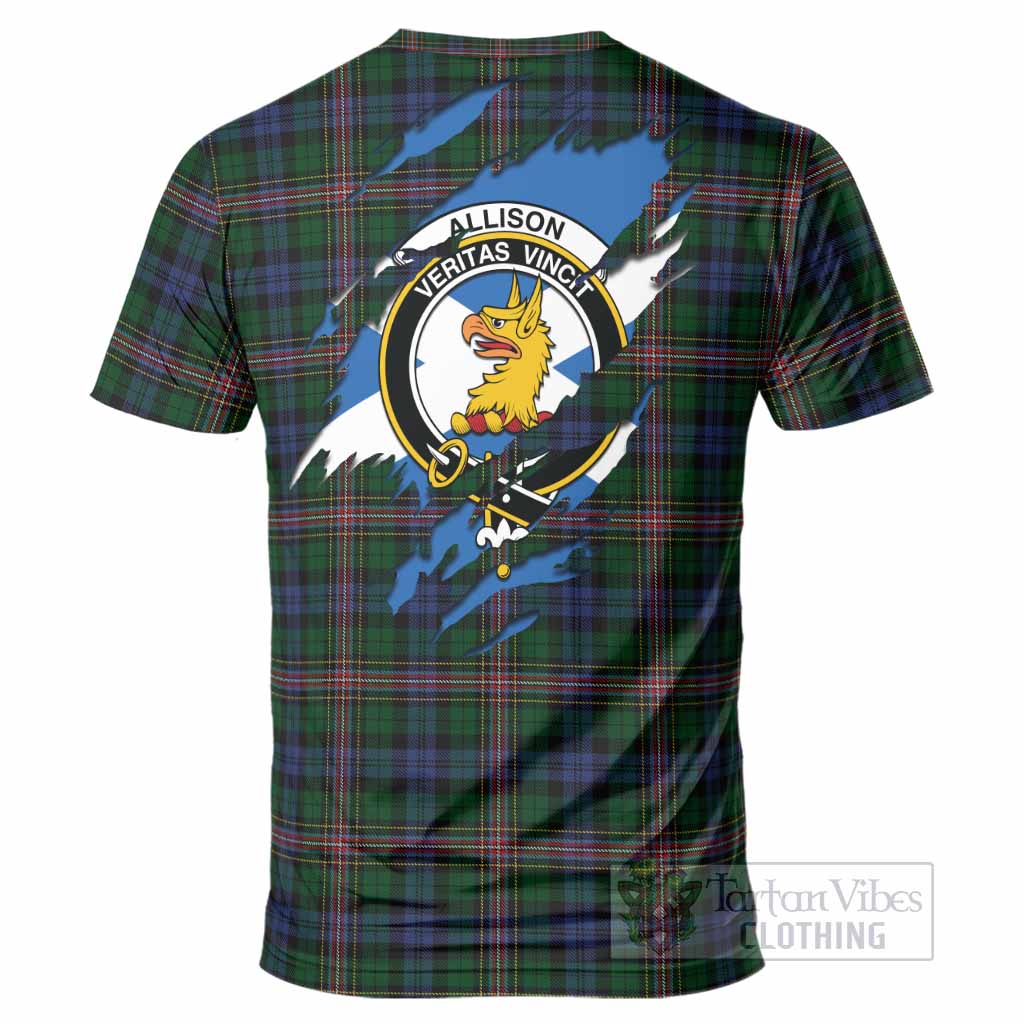 Allison Clan Crest In Me Tartan T-Shirt Scotland Flag Style