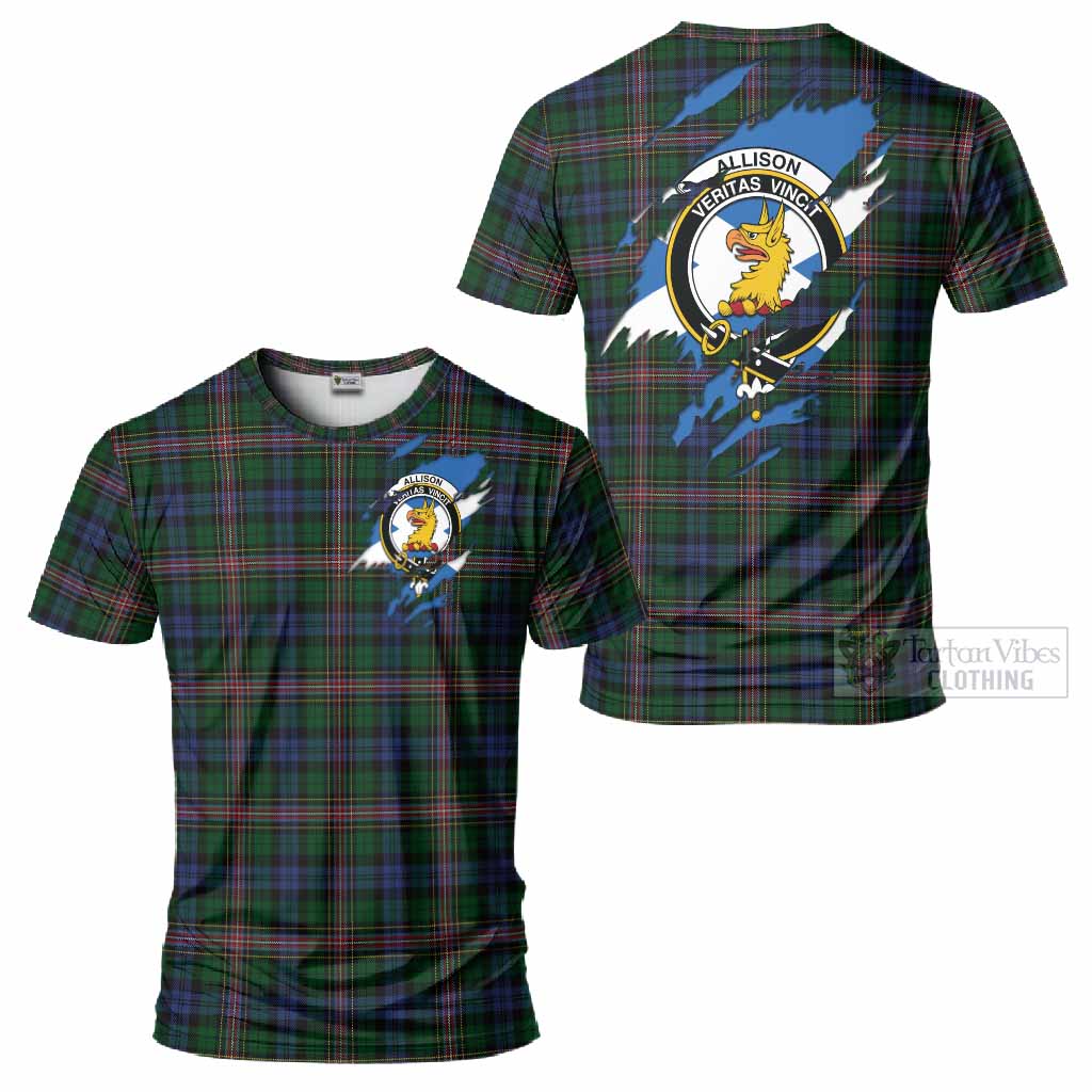Allison Clan Crest In Me Tartan T-Shirt Scotland Flag Style