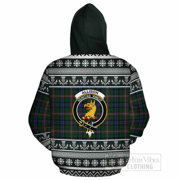 Allison Clan Tartan Christmas Cotton Hoodie with Family Crest