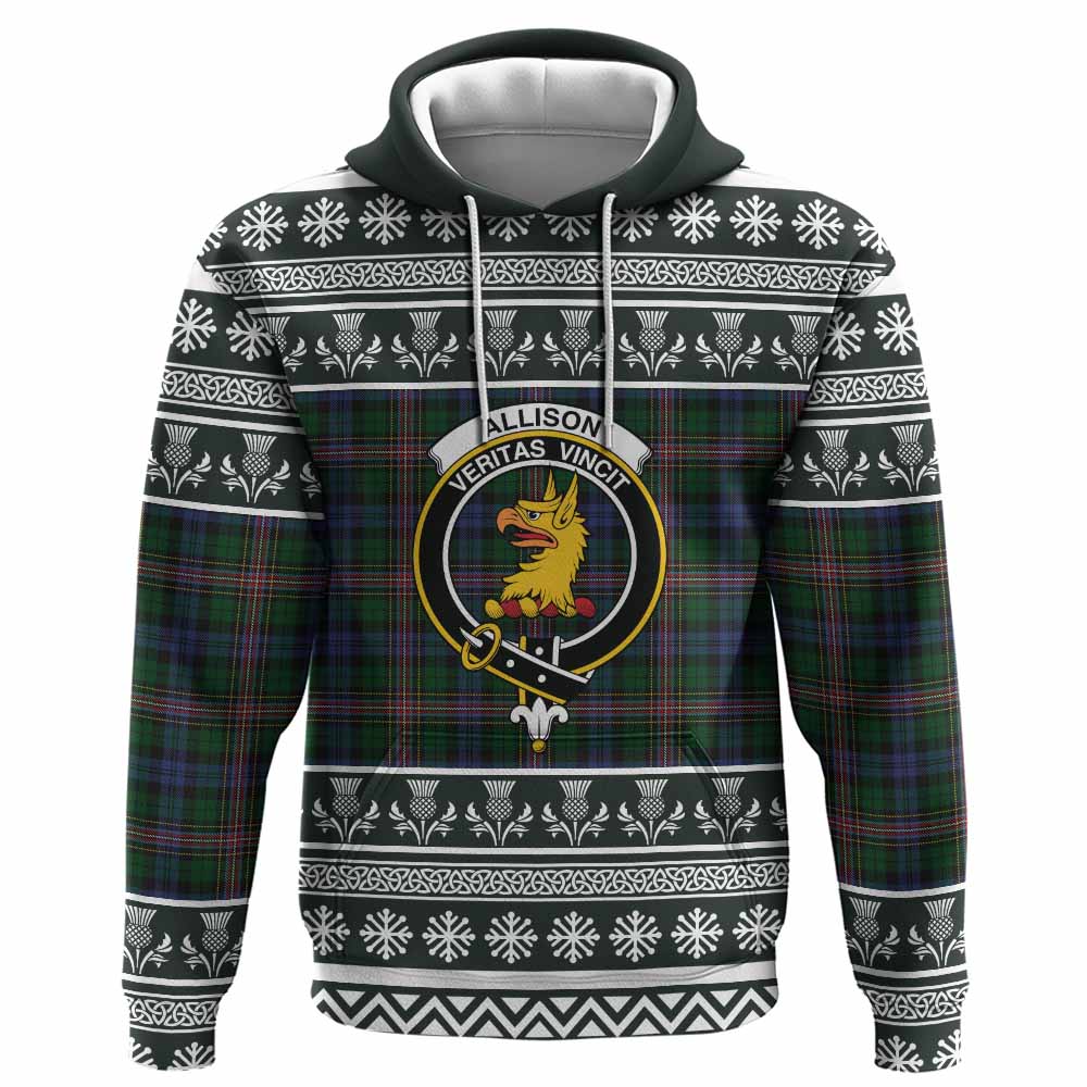 Allison Clan Tartan Christmas Hoodie with Family Crest - Tartan Vibes Clothing