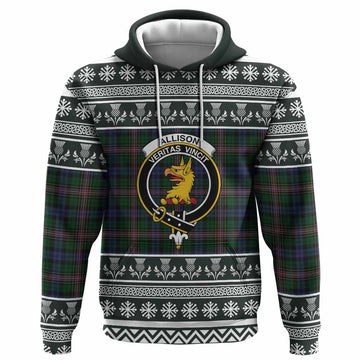 Allison Clan Tartan Christmas Hoodie with Family Crest