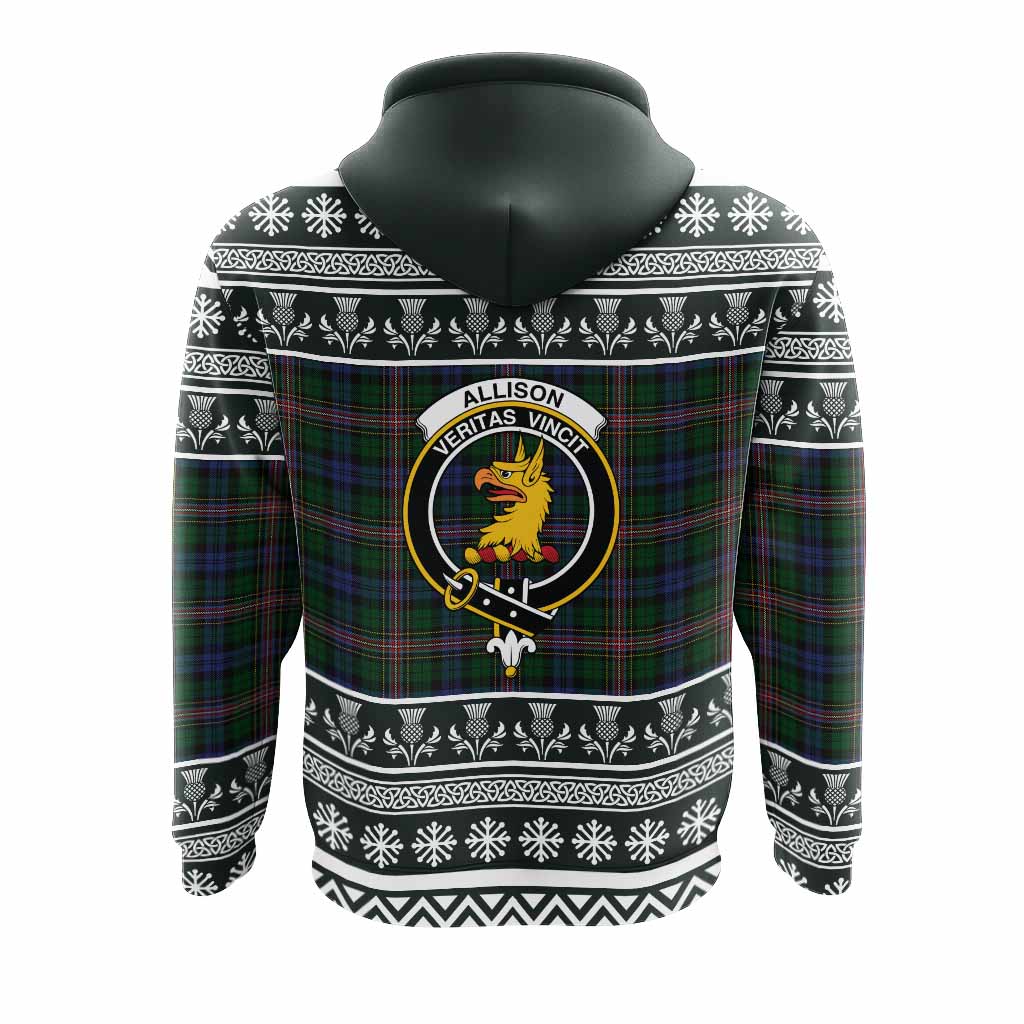 Allison Clan Tartan Christmas Hoodie with Family Crest - Tartan Vibes Clothing