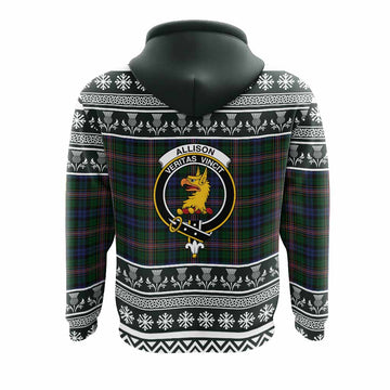 Allison Clan Tartan Christmas Hoodie with Family Crest