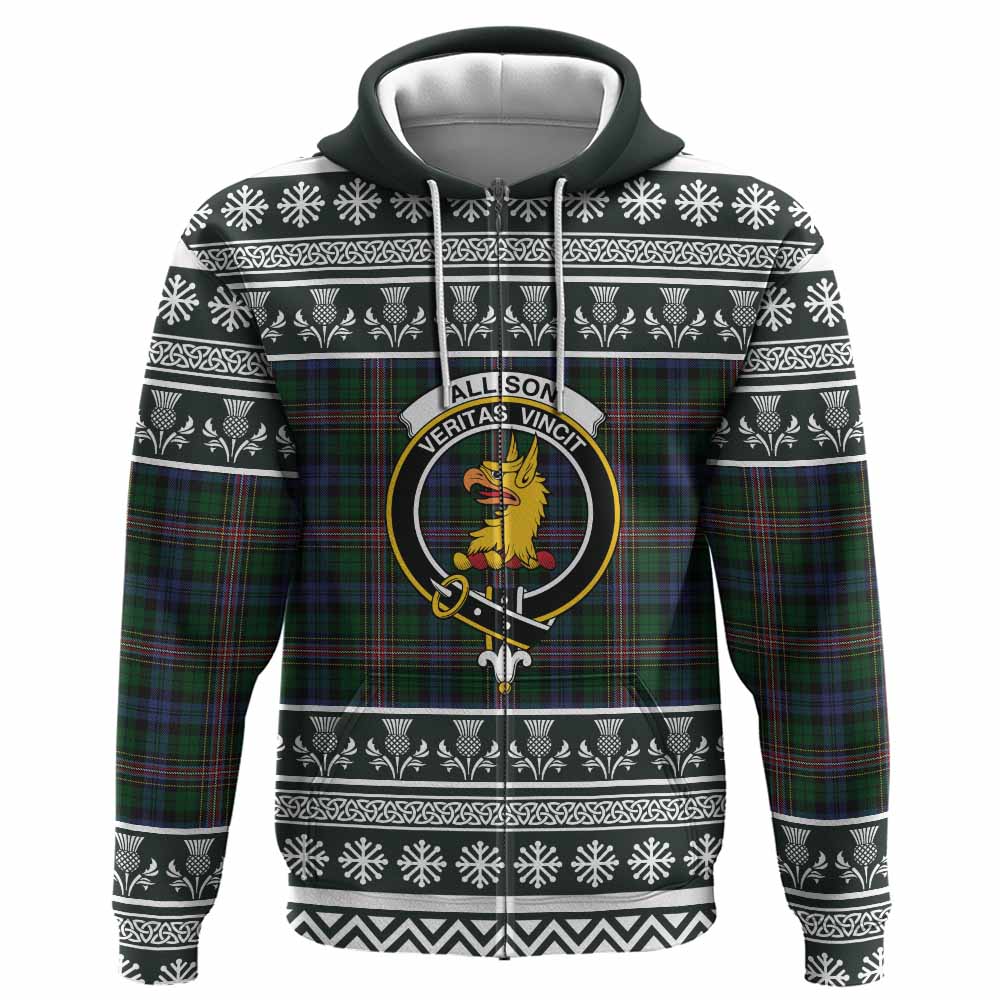 Allison Clan Tartan Christmas Hoodie with Family Crest - Tartan Vibes Clothing