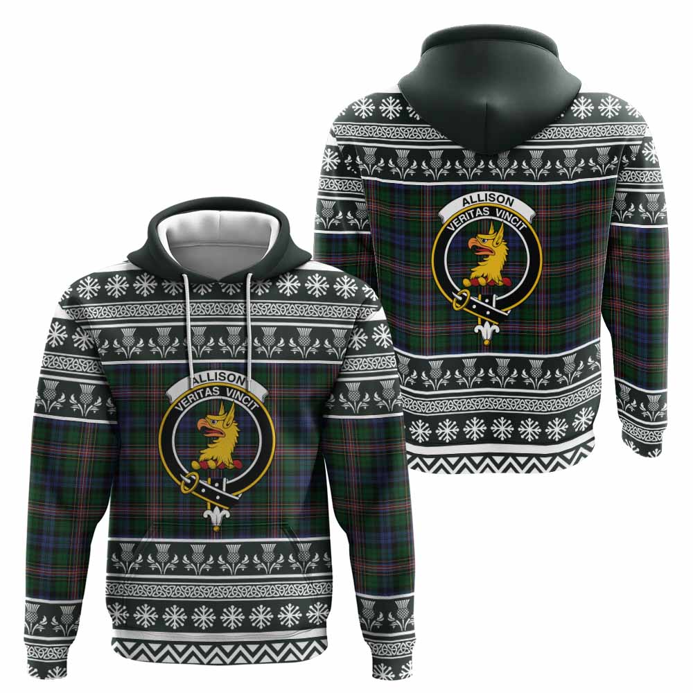 Allison Clan Tartan Christmas Hoodie with Family Crest - Tartan Vibes Clothing