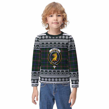 Allison Clan Tartan Christmas Kid Ugly Sweatshirt with Family Crest