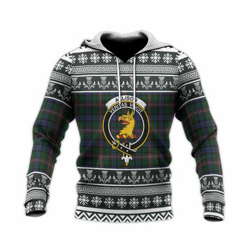 Allison Clan Tartan Christmas Knitted Hoodie with Family Crest