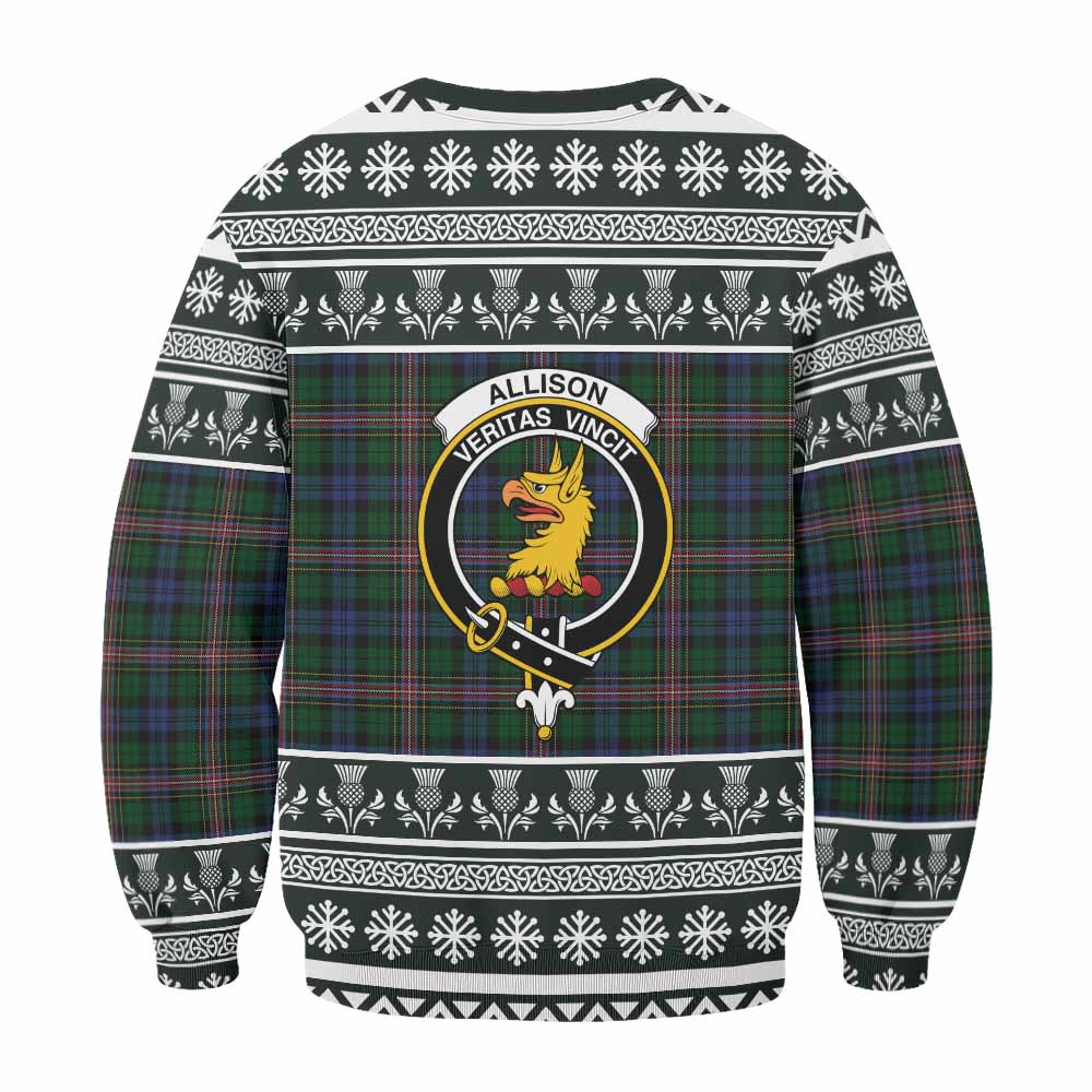 Allison Clan Tartan Christmas Sweatshirt with Family Crest - Tartan Vibes Clothing