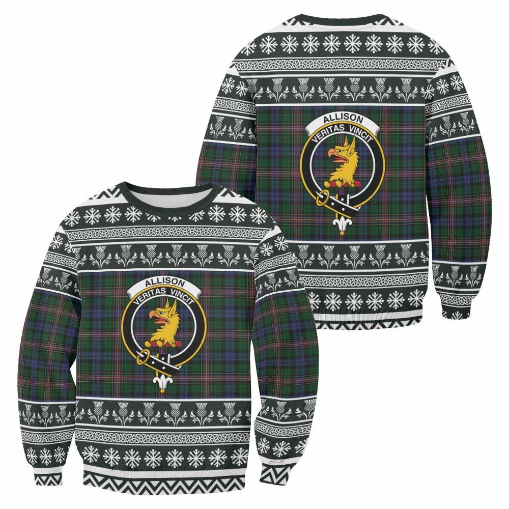 Allison Clan Tartan Christmas Sweatshirt with Family Crest - Tartan Vibes Clothing