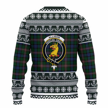 Allison Clan Tartan Christmas Ugly Sweater with Family Crest