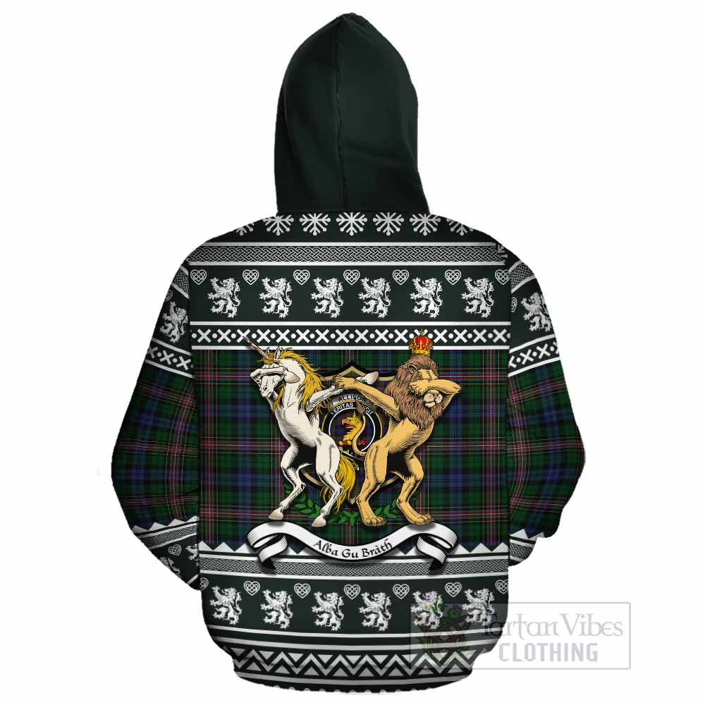 Allison Clan Tartan Crest Christmas Cotton Hoodie Coat of Arms Funny Style - Tartan Vibes Clothing