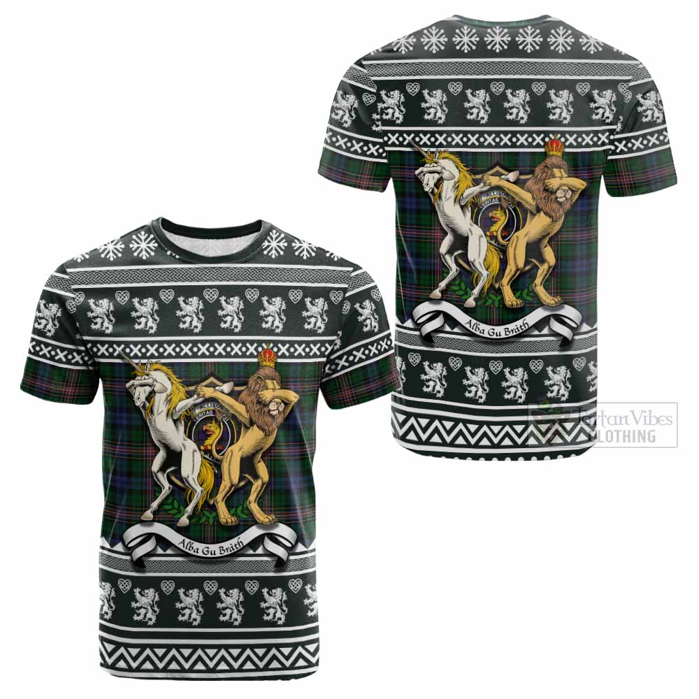 Allison Clan Tartan Crest Christmas Cotton T-shirt Coat of Arms Funny Style - Tartan Vibes Clothing