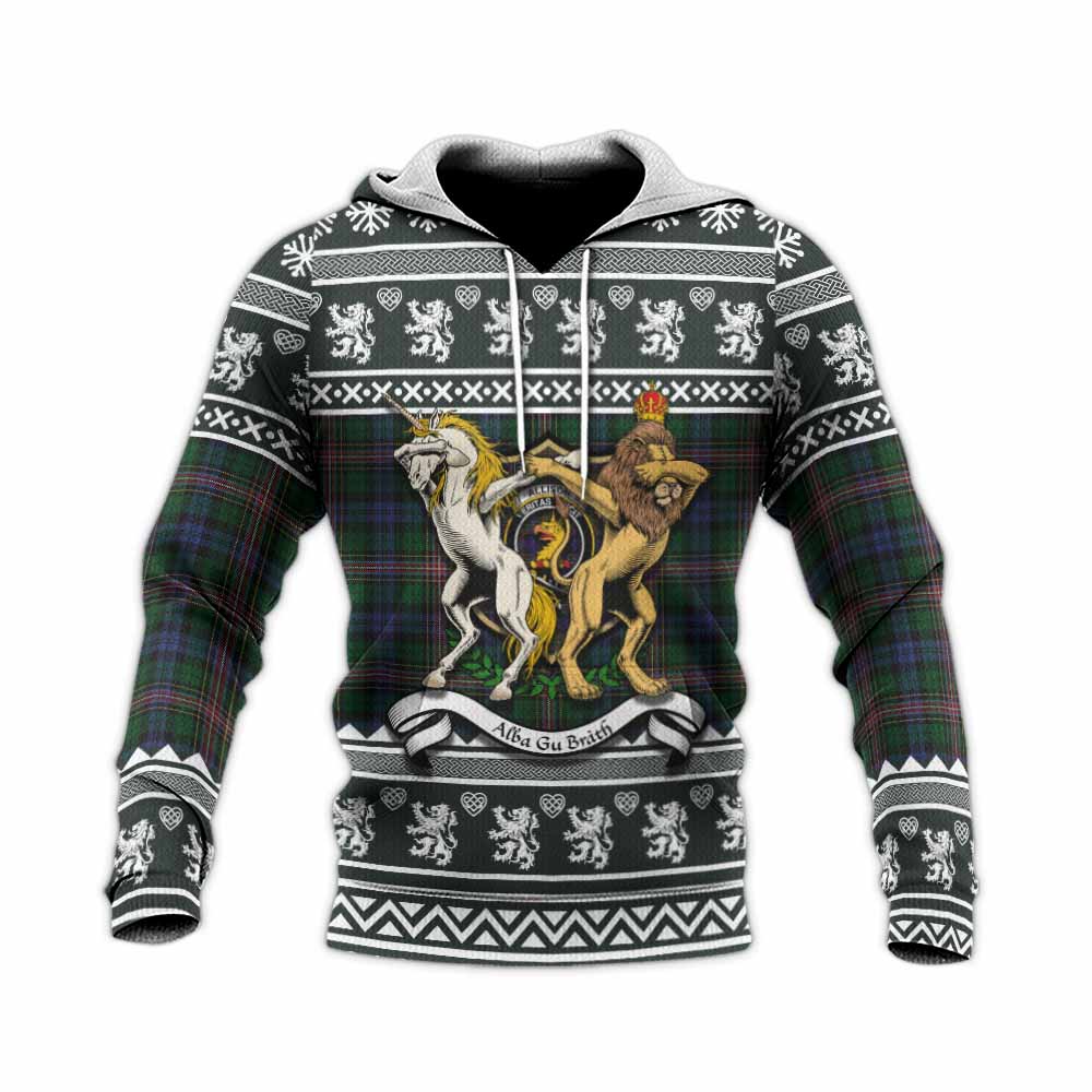 Allison Clan Tartan Crest Christmas Knitted Hoodie Coat of Arms Funny Style - Tartan Vibes Clothing