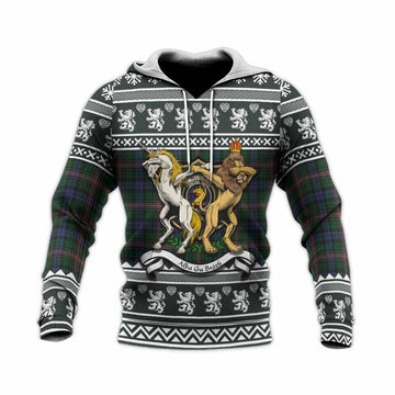 Allison Clan Tartan Crest Christmas Knitted Hoodie Coat of Arms Funny Style