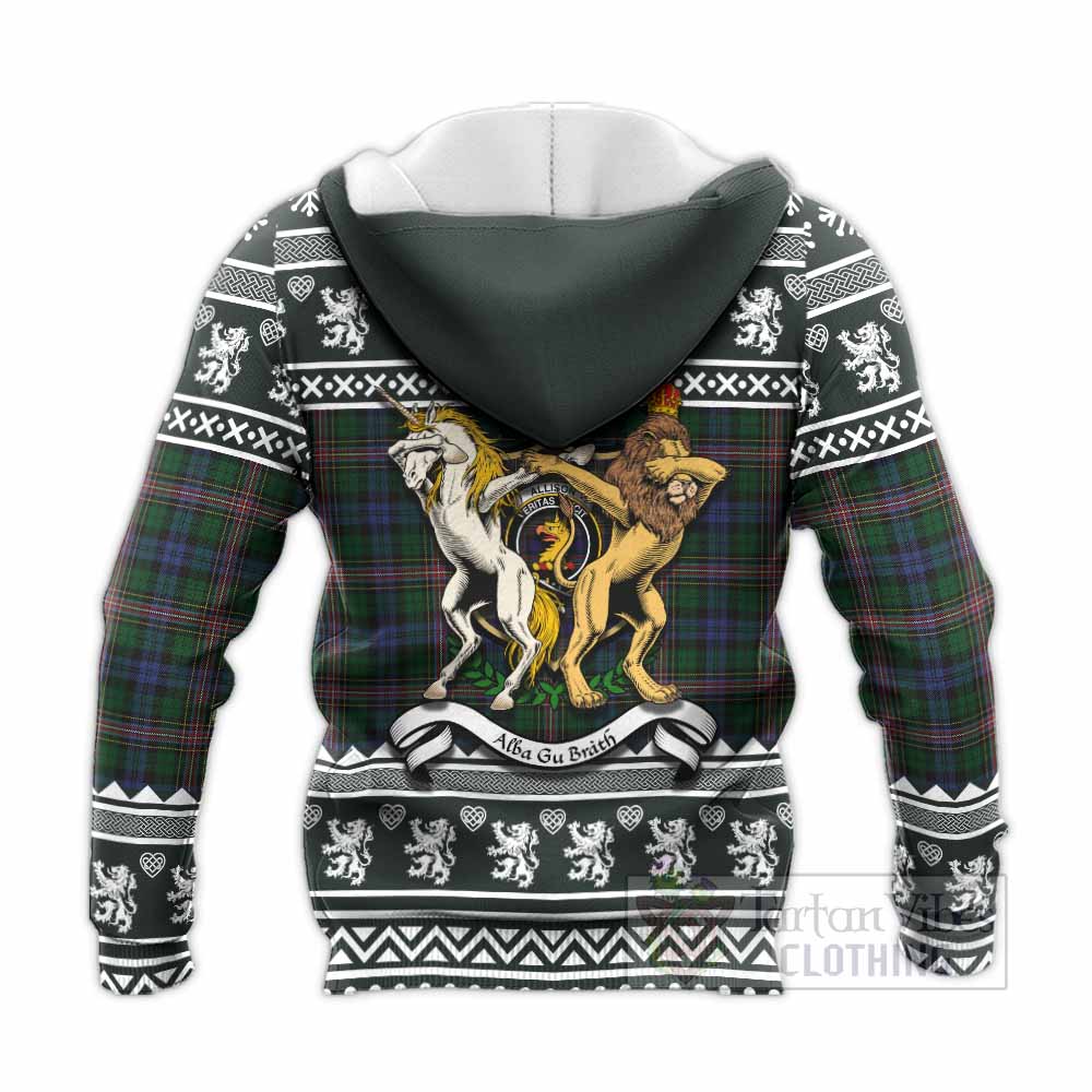 Allison Clan Tartan Crest Christmas Knitted Hoodie Coat of Arms Funny Style - Tartan Vibes Clothing
