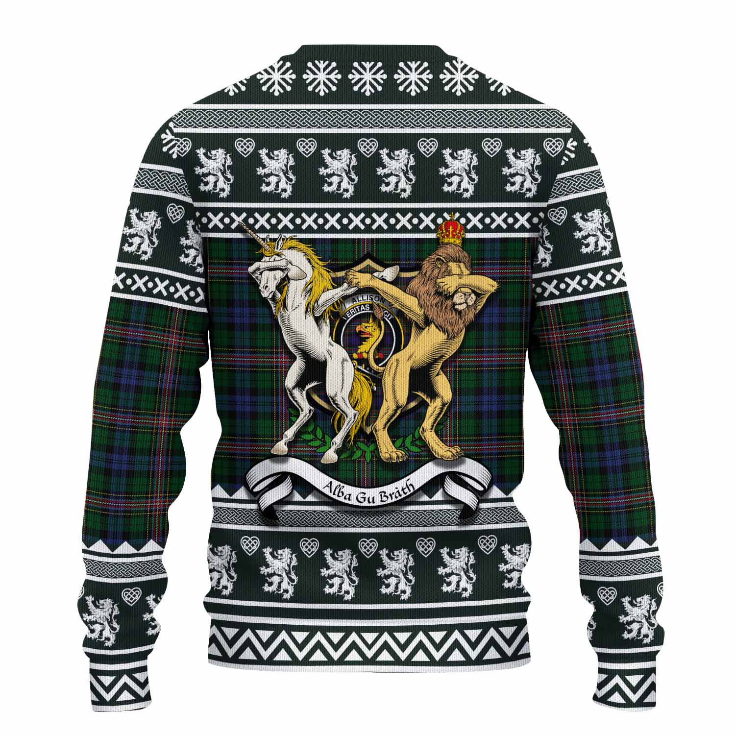 Allison Clan Tartan Crest Christmas Ugly Sweater Coat of Arms Funny Style - Tartan Vibes Clothing