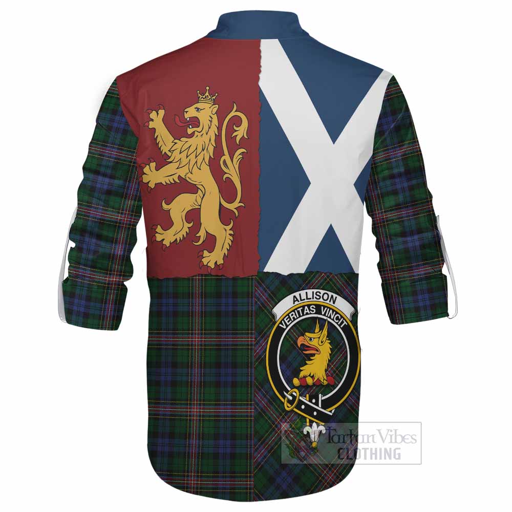 Allison Crest Tartan Ghillie Shirt with Lion Rampant Saltire Style - Tartan Vibes Clothing