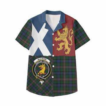 Allison Crest Tartan Kid Hawaiian Shirt with Lion Rampant Saltire Style