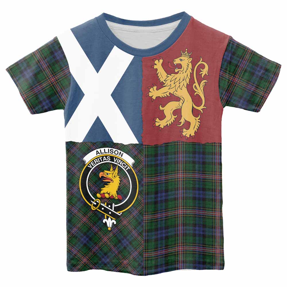 Allison Crest Tartan Kid T-shirt with Lion Rampant Saltire Style - Tartan Vibes Clothing