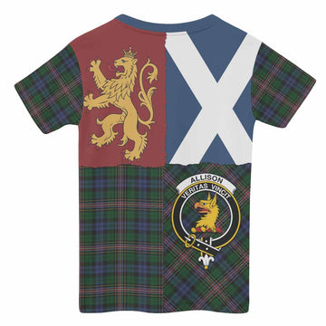 Allison Crest Tartan Kid T-shirt with Lion Rampant Saltire Style