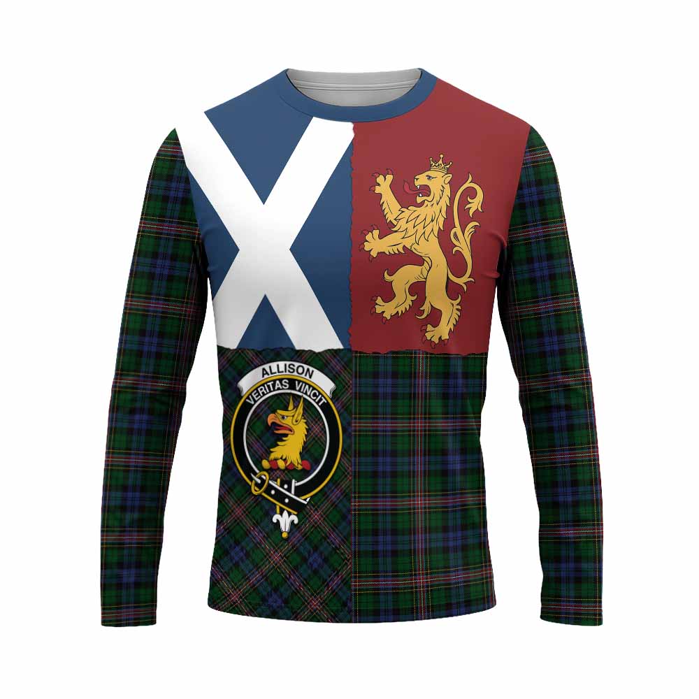 Allison Crest Tartan Long Sleeve T-Shirt with Lion Rampant Saltire Style