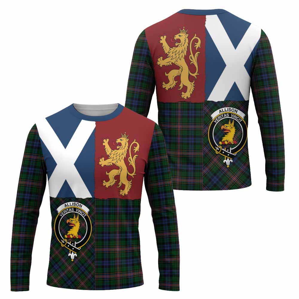 Allison Crest Tartan Long Sleeve T-Shirt with Lion Rampant Saltire Style