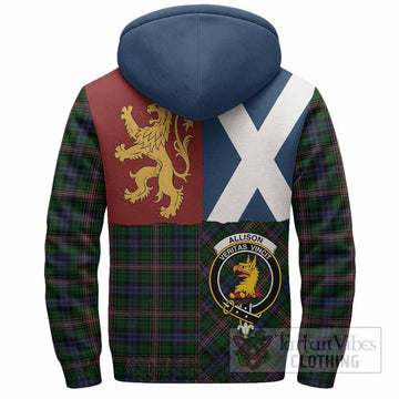 Allison Crest Tartan Sherpa Hoodie with Lion Rampant Saltire Style