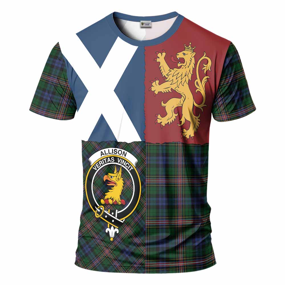 Allison Crest Tartan T-Shirt with Lion Rampant Saltire Style